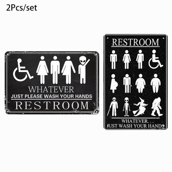 YLLSF 2Pcs Funny Bathroom Whatever Just Wash Your Hands Alien Sign