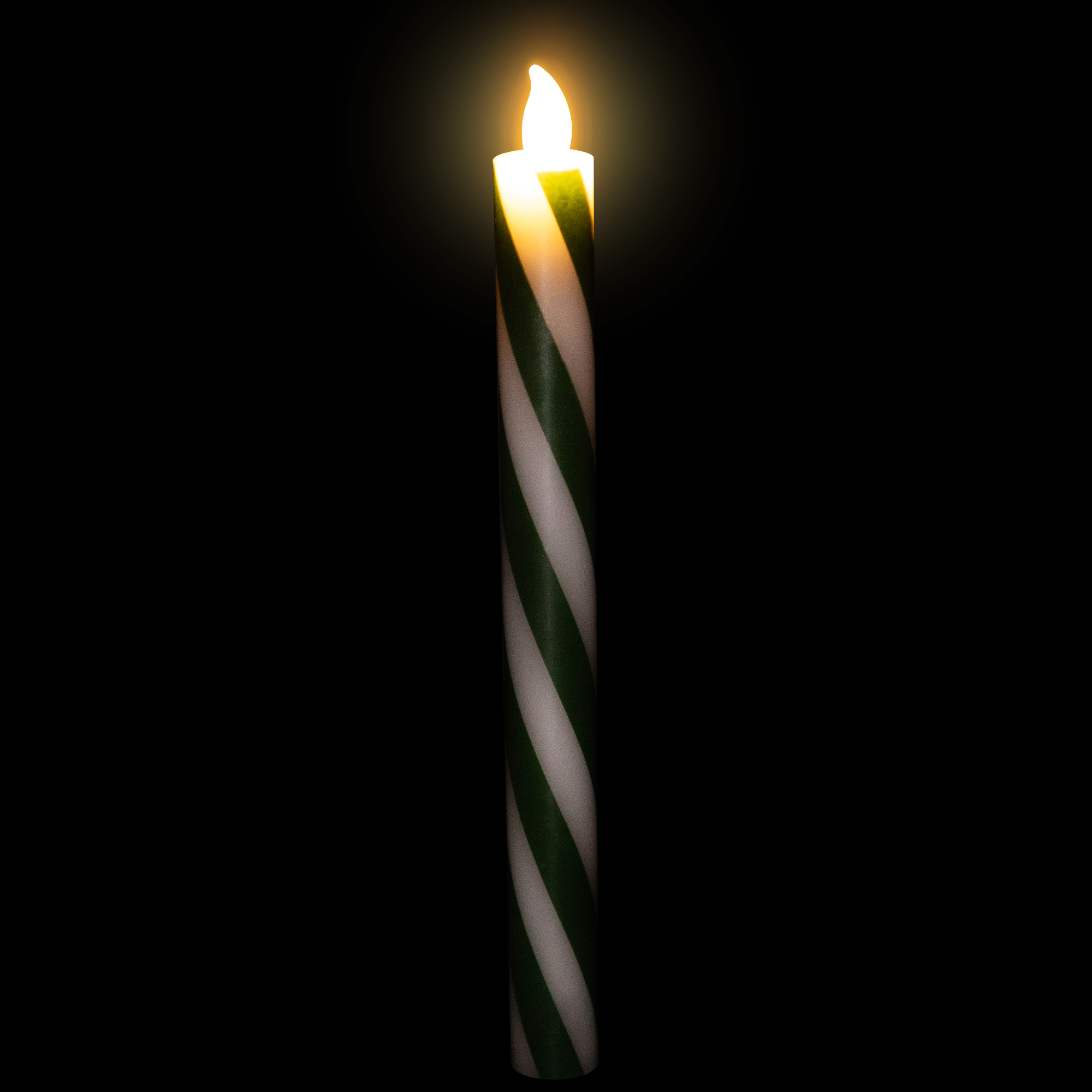 Northlight Candy Cane Striped Flickering Tapered Flameless Christmas Candles - 9.5" - Green and