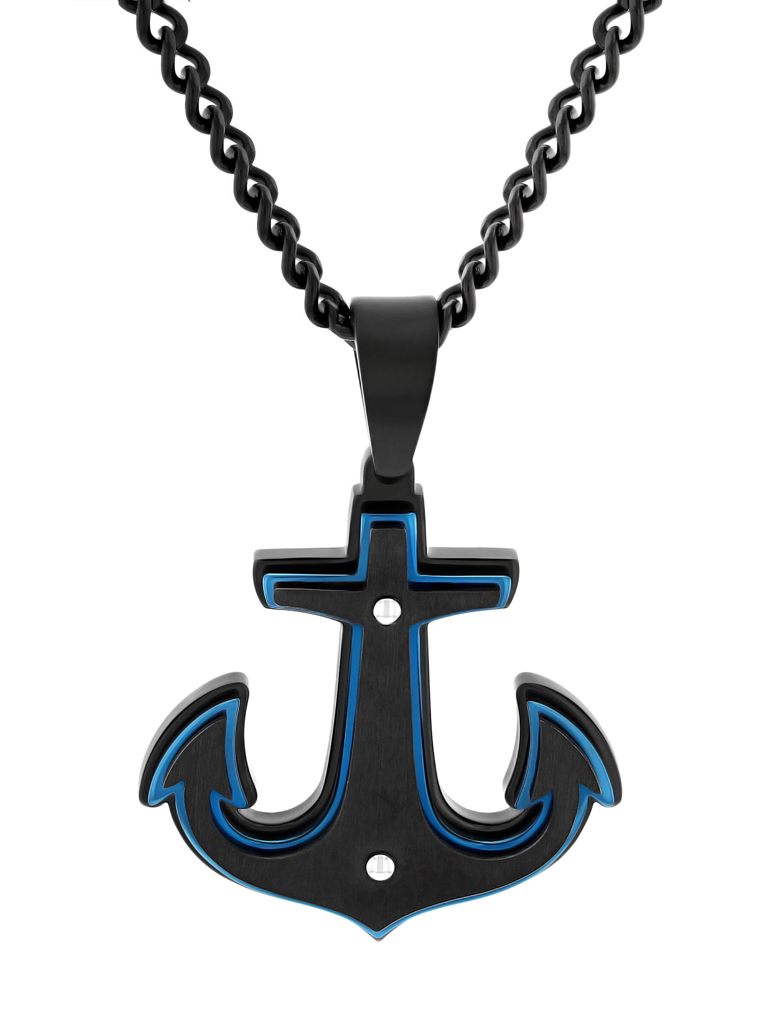 Men's Stainless Steel Stacked Anchor Pendant Necklace