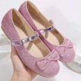 thumbnail image 4 of Rexoro Girls' Mary Jane Flats Kid Party Dress Shoes Princess Girl Shoes with Bow & Decor for Wedding Birthday Pink Glitter 12 Little Kid, 4 of 6