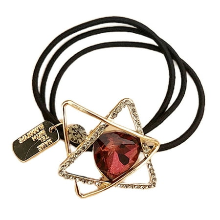 

Ladies Multi Layer Hair Tie Crystal Metal Pendant Elastic Ponytail Rubber Band
