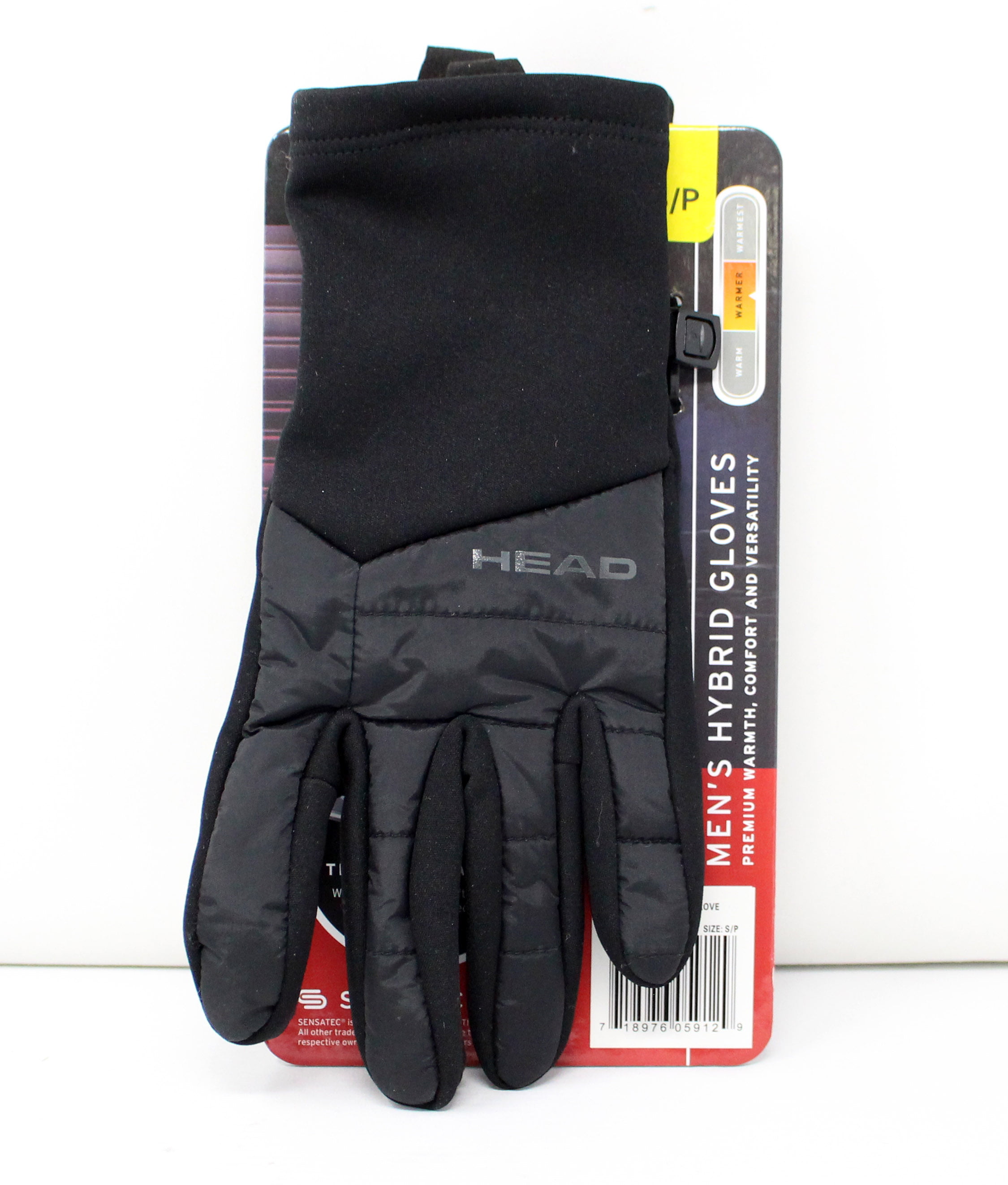 HEAD Men's Hybrid Touchscreen Running Gloves Size Large SENSATEC ~ Black ~ 