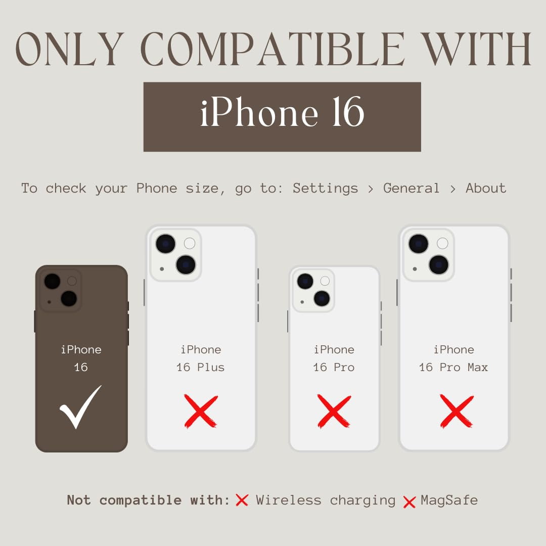 Walli Cases for iPhone 16 Case Aesthetic Magnetic Wallet Phone Case Card Holder, Holds up to 2 Cards - Cute, Trendy Phone Cover for Women fits iPhone 16, with Kickstand & Finger Strap