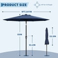thumbnail image 2 of Garvee 9 feet Outdoor Patio Umbrella, with Push Button Tilt & 8 Sturdy Ribs, Blue, 2 of 7