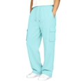 thumbnail image 4 of XINXIAOO Unisex Boys Girls Cargo Sweatpants Active Fit Elastic Waist Jogger Sweatpants with Pockets Boys Athletic Pants Light Blue Pants for Girls Pants Size 7-8 Years, 4 of 7