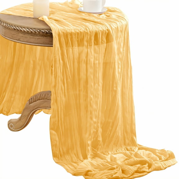 AUQ Summer Table Runner,Polyester Cloth Summer Table Runner,Light Texture Farmhouse Table Runner,Yellow