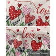 thumbnail image 6 of Valentine's Love Linen Curtain Valance for Bedroom/Bathroom/Kitchen/Office/Living/Dining Room Windows, Plaid Stripes Heart Botanical Leaves Rod Pocket Topper Decorative Cafe Drapes Panel 54"x18", 6 of 6