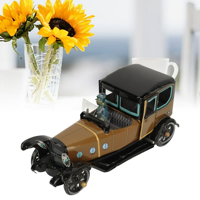 Juguete de cuerda ANGGREK coche vintage Hojalata hecha a mano compacta para colección adultos