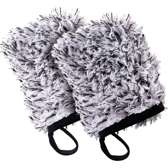 Wheel Cleaner Mitts for Car, Microfiber Wheel Cleaner for Car Detailing and Rims, Black and White, 5.5 Inch x 4.4 Inch, 2 Pack
