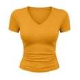 thumbnail image 4 of Favoffer Base Layer T Shirts Women's Short Sleeve V Neck Plus Size Solid Shirts Slim Fit Stretch Athletic Tops Summer Daily Wear, 4 of 8