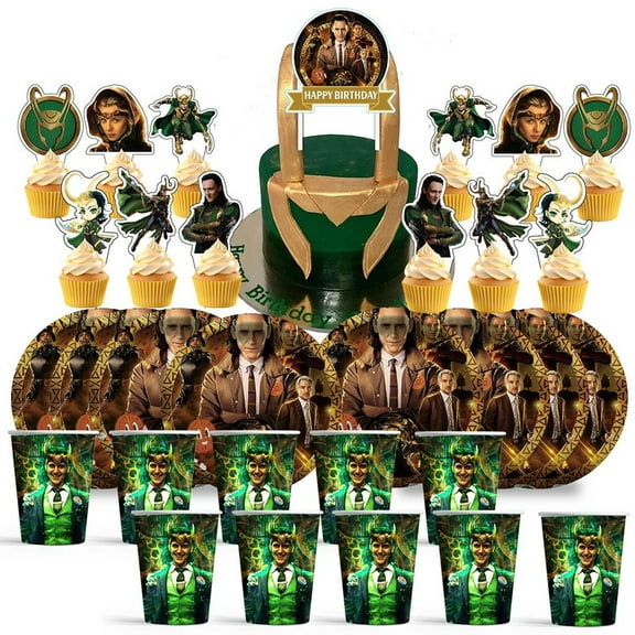Loki Birthday Cups Party Supplies Plates Fans Decorations Cake Topper Decor
