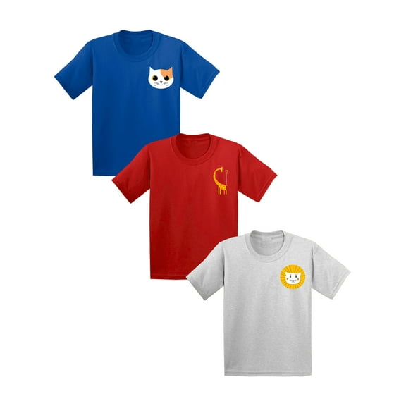 Awkward Styles Youth Shirts 6 7 8 Years Old Shirt XS S M L XL Kids Shirts 9 10 Years Old Boys Outfit 11 - 12 Years Old Clothes Boy Outfit Youth Shirts Cat Giraffe Lion Pack of 3