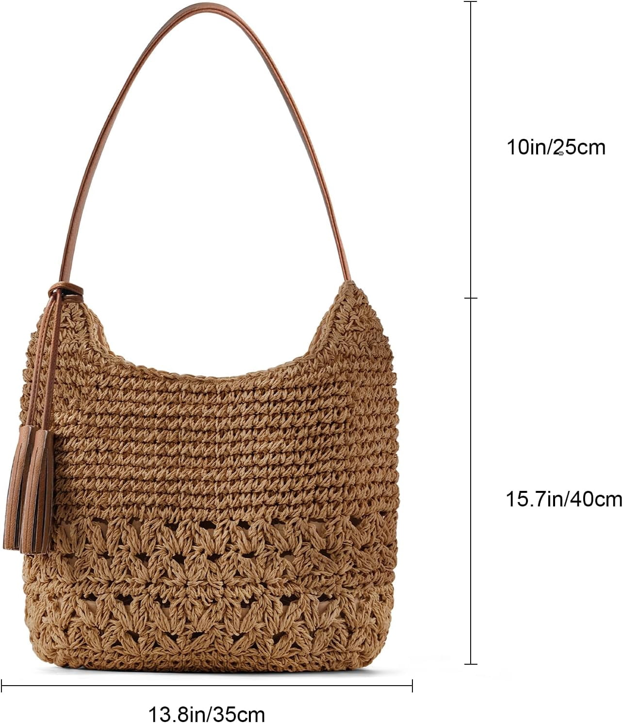 Straw Purses for Women 2025, Large Beach Bag Summer Woven Tote Bag with Tassels Beach Tote for Vacation