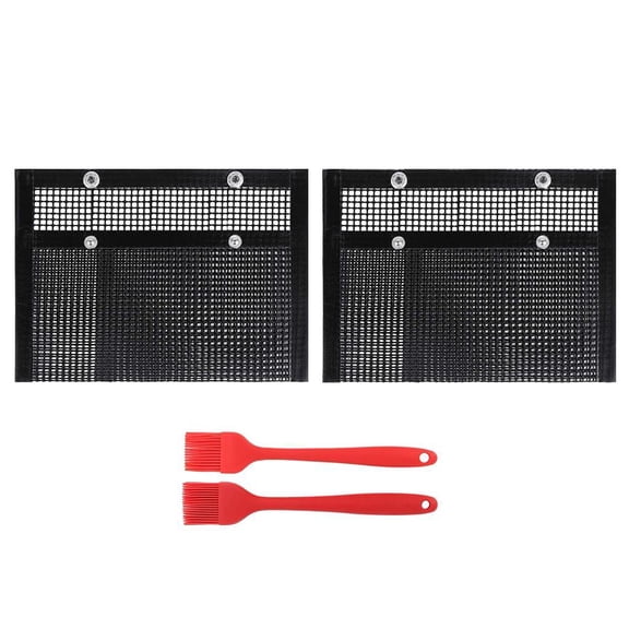 QSTDGVPW 2pcs Reusable Non-Stick BBQ Mesh Grill Bags Heat-Resistant Barbecue Bag Barbecue Outdoor BBQ Tools 2pcs small