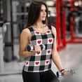 thumbnail image 6 of Haiem Heart Black Buffalo Plaid Gingham Printed Women's Workout Tank Top, Quick-Dry Sleeveless Gym Shirt, Breathable Lightweight Athletic Top for Running, Yoga, and Casual Wear-Medium, 6 of 7