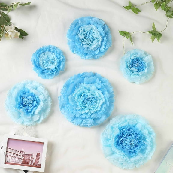 Efavormart 6 Multi Size Pack | Carnation Periwinkle 3D Wall Flowers Giant Paper Flowers - 7",9",11"