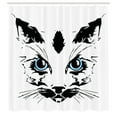 thumbnail image 3 of Ambesonne Animal Shower Curtain, Big Cat Face Pet Sketchy, 69"Wx75"L, Sky Blue White and Black, 3 of 5