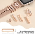 thumbnail image 2 of Comvin Flower Engraved Band Compatible with Apple Watch Bands for Women 40mm 38mm 41mm 42mm, Soft Silicone Band with Decorative Charms for iWatch Series 11 10 9 8 7 6 5 4 3 2 1 SE (With Band), 2 of 9