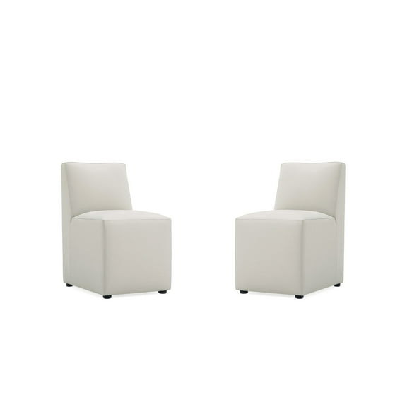 Manhattan Comfort Anna 19.69" Faux Leather Armless Dining Chair in Stone (2 Pc)