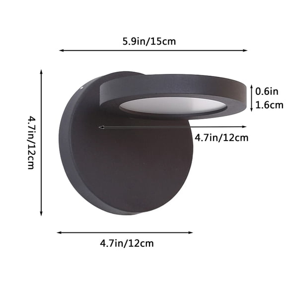 Rkxzt Metal Lighting Wall Lamp,LED Wall Lamp 360 Degree Rotation Magnetic Mount Indoor Lighting Black 12x12x15cm,Wall Lights|Metal,Black