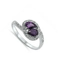 thumbnail image 4 of CHOOSE YOUR COLOR Simulated Amethyst Vintage Shine Teardrop Ring .925 Sterling Silver Band Purple CZ Female Size 7, 4 of 4
