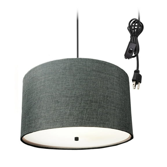 2 Light Swag Plug-In Pendant 18"w Granite Gray with Diffuser, Black Cord