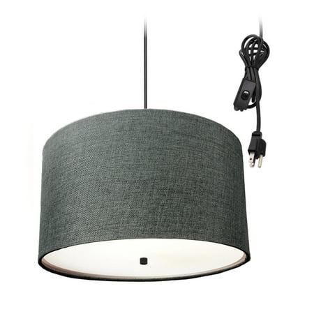 

2 Light Swag Plug-In Pendant 18 w Granite Gray with Diffuser Black Cord