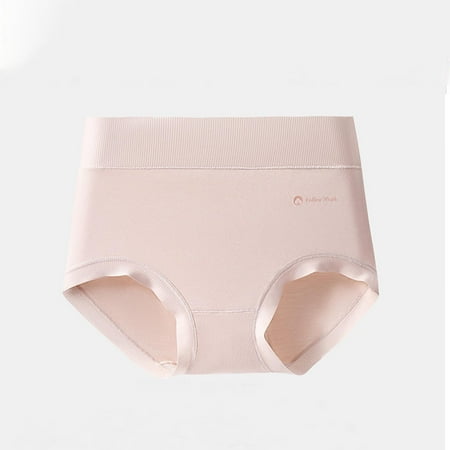 Fatuov Everyday Wear Ladies Underwear Fashion 2025 Sexy High Waisted Seamless Panties for Jeans Thin Solid Color Comfort Briefs Size XL  Pink