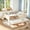 Beige, variant on AUU Queen Size Bed with Built-In Bookshelves, Small Staircase, Safety Rails, and Pull-Out Trundle – Space-Saving Design for Bedroom