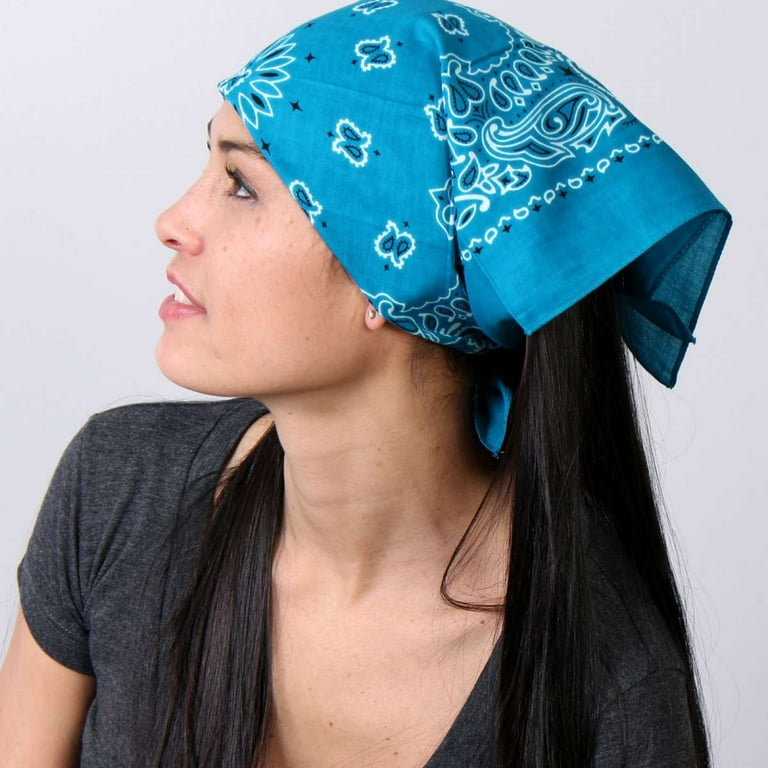 Hot Leathers BAP1012 Classic Turquoise Paisley Bandana 21X21  display picture 2