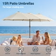 thumbnail image 5 of XIZZI 15ft Patio Umbrella with Base and Crank Handle, Extra Large Double-Sided Outdoor Umbrella with Waterproof, UV Resistant, Rectangle Garden Table Umbrellas Pure White, 5 of 8