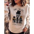 thumbnail image 3 of Chandails en Molleton d'Halloween pour Femmes Imprimé Squelette de Citrouille Surdimensionné Automne Chaud Doux Manches Longues Col Rond Pull Tops, 3 of 7