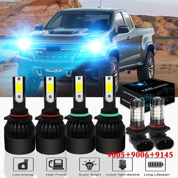 For Chevy Colorado 2004-2012 8000K Ice Blue LED Headlight Bulbs,9005 9006 High Beam Low Beam  9145 Fog light,6pcs,SHENKENUO