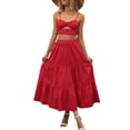 thumbnail image 2 of KOMOO Women Boho Maxi Skirt Floral Pleated A-Line Skirts Flowy Tiered Pockets Beach Skirt, 2 of 8