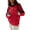 Red, variant on Womens Color Block Waffle Knit Sweaters Crewneck Long Sleeve Loose Fall Pullover
