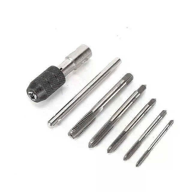 6pcs-M8 Tap Drill Set T Handle Ratchet Tap Wrench Machinist Tool With Screwx05 M4x07 M5x08 M6x1 M8x12