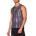 thumbnail image 4 of INSPIRE CHIC Men's Tops Sequin Crew Neck Sleeveless Metallic Tank Top 2XL Silver, 4 of 6