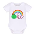 thumbnail image 5 of FYMNSI Baby Girl 1st Birthday Cake Smash Outfit Melon One Year Old Party Short Sleeve Romper Rainbow Skirt Bowknot Headband Set 1 Year, 5 of 8