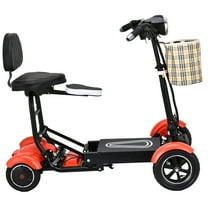 Bangeran 4 Wheel Mobile Scooter, Foldable and Lightweight, Rides Up to 12 Miles - Matte Red