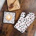 thumbnail image 5 of White Cow Bow Cloud Pattern Kitchen Oven Mitt and Pot Holder Sets 2 Pcs for Baking, Cooking and Grilling, Heat Resistant Up To 392 °F, 5 of 7