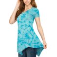 thumbnail image 4 of Made by Johnny Women's Short Sleeve All Over Tie-Dye Tunic Top M AQUA, 4 of 6