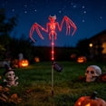 thumbnail image 6 of Voglyf Solar Garden Lights Outdoor for Halloween Decorations, 3D Scary Bat Skeleton Pathway Lights, Bat Decor for Lawn Porch Creepy Grave Yard Halloween Party Spooky Decoration,Orange, 6 of 6