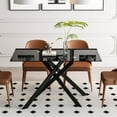thumbnail image 2 of Glass Dining Table for 4 People, 51.2 Inches Rectangular Glass Kitchen Table with Black Steel Legs, Modern Dining Room Table for Dinner Kitchen Dining Room,All Black, 2 of 12