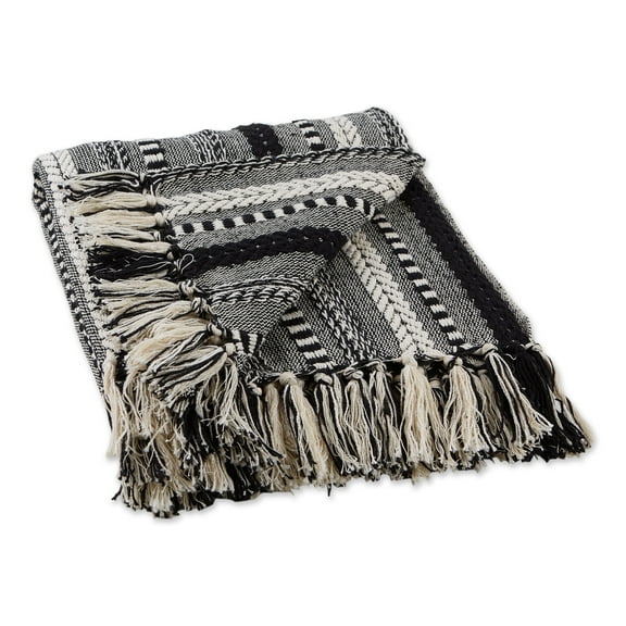 Black Braided Stripe Throw