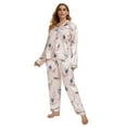 thumbnail image 1 of MintLimit Women's Silk Satin Pajamas Button Down Floral Long Sleeve V-neck Sleepwear Nightwear Lounge Set, 1 of 4