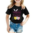 thumbnail image 1 of MIASHUI T-Shirt Graphique de Pâques à Manches Courtes pour Garçons, Confortable et Décontracté, Imprimé pour Filles, Noir, 6-7 Ans, 1 of 4