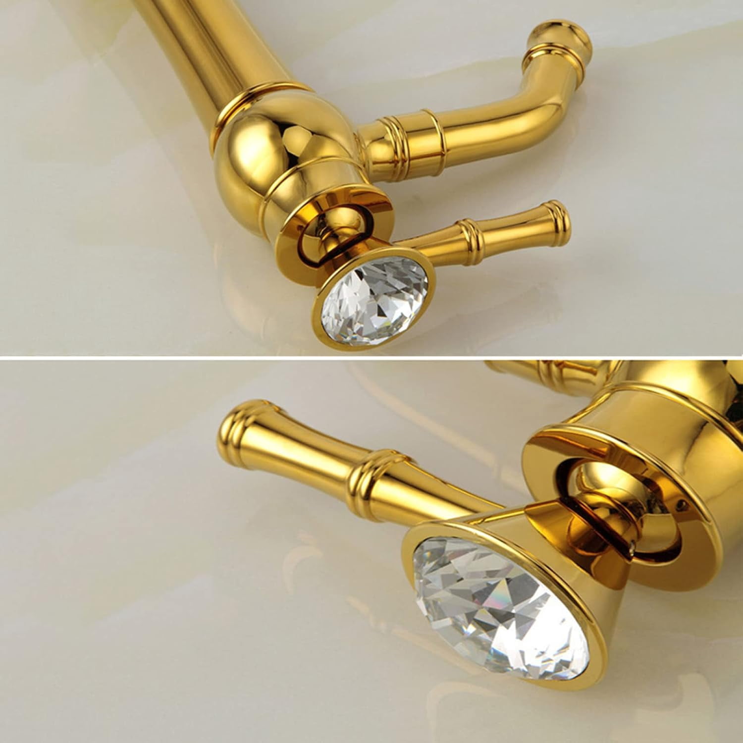 Antique Brass Bathroom Sink Faucet Gold, 360 Degree Swivel Spout Bathroom Sink Faucet, Single Hole Single Handle Bathroom Sink Faucet, High