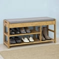 thumbnail image 1 of SoBuy FSR47-N,Bamboo Shoe Rack Shoe Storage Bench with Seat Cushion,Hallway Shoe Organizer with Drawers, 1 of 6