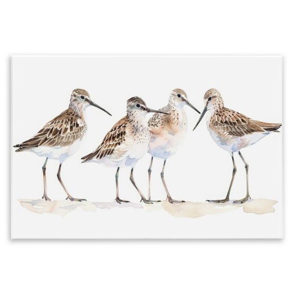 Stupell Industries Sand Pipers Gathered Animals Painting Unframed Art Print Wall Art, 15 x 10