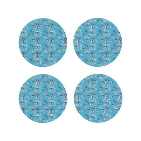 

Drink Coasters Set of 4 Lightblue Abstractly Fish Leather Coasters for Coffee Table Protector Heat Resistant Cute Coasters for Home Decor Housewarming Gifts Bar Kitchen 4 Inch Round Shape